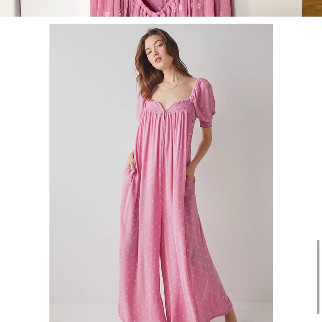 Free People Pink Jumpsuit With White Dots